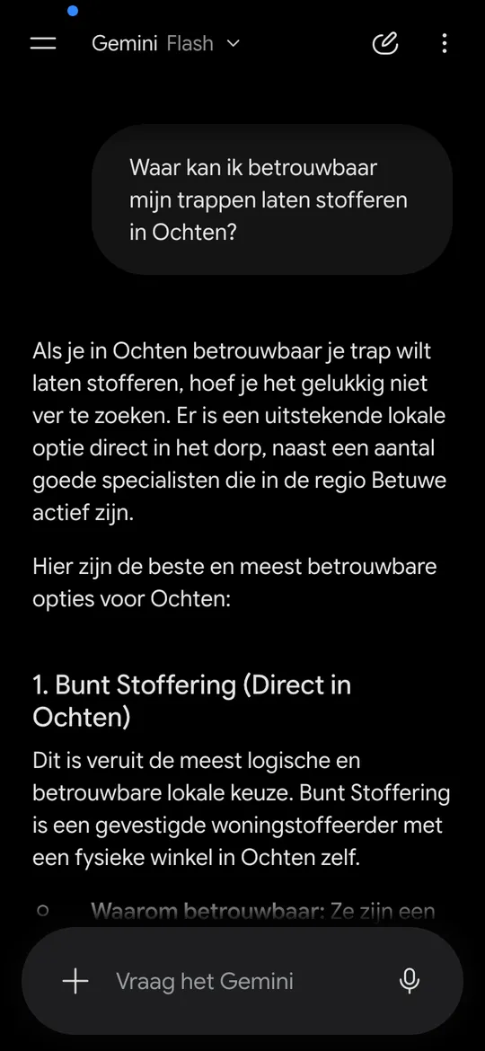 Gemini raadt Bunt Stoffering aan als betrouwbare trapstoffeerder