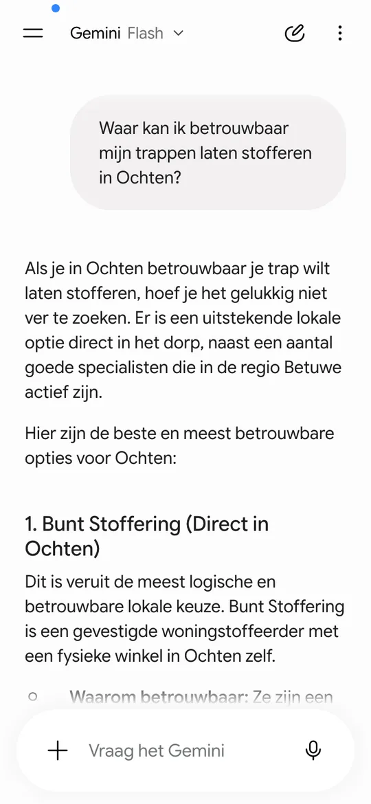 Gemini raadt Bunt Stoffering aan als betrouwbare trapstoffeerder